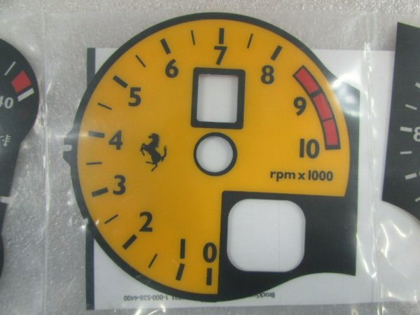 Ferrari 360, TAC, Tachometer Yellow RPM Face Set w/Cavallino, US Spec, MPH, F°